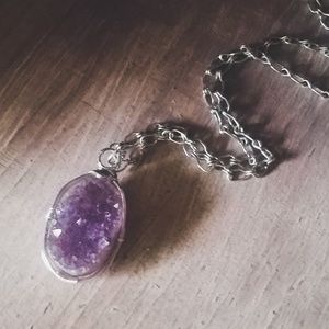 "Dazzled Dynamics" Amethyst Druzy Necklace